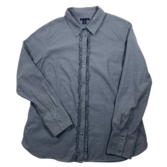 Tommy Hilfiger women's long-sleeve grey  button-down shirt size xl - Picture 5 of 16